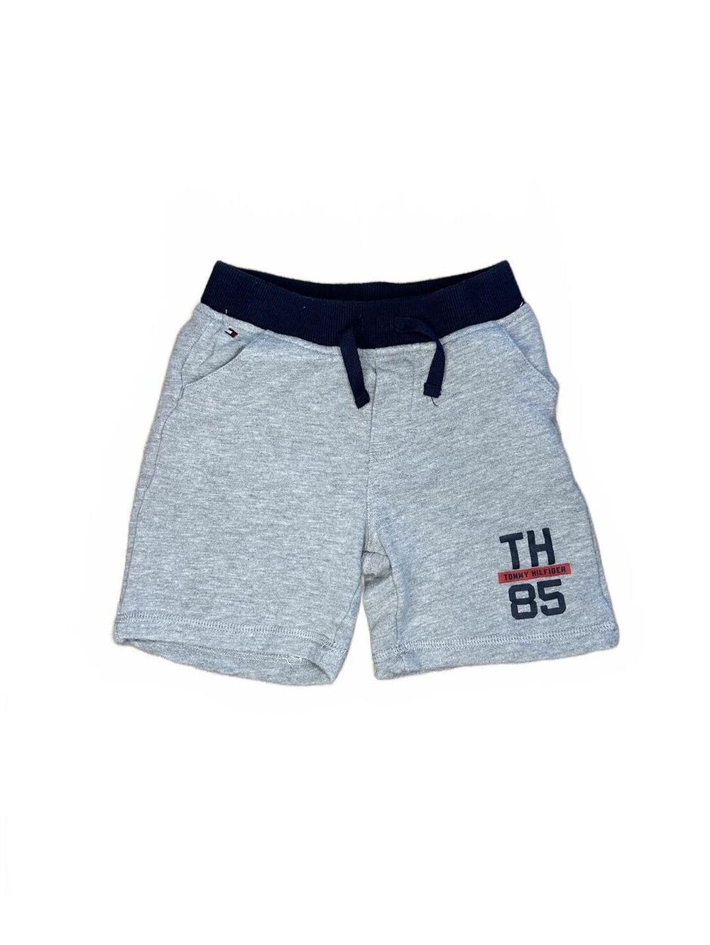 Tommy Hilfiger 2T Gray Logo Sweat Shorts Navy Waistband